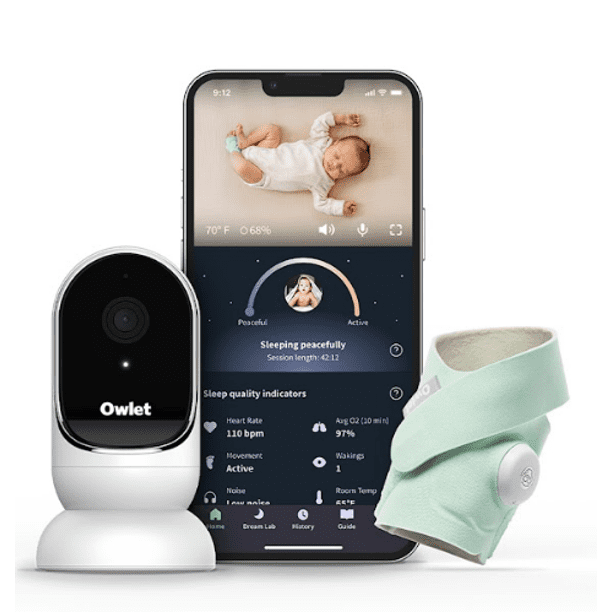 Owlet PS03NMMCJ Dream Duo Baby Monitoring System Dream Sock with HD