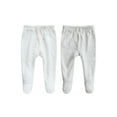 thumbnail image 1 of Owlivia 100% Organic Cotton Baby Boy Girl 2-Pack Footed Pants Wiggle Pants Jogging Pants(White & Grey Melange, 3-6Months), 1 of 3