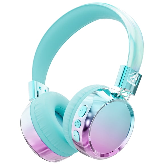 Owliwise Kids Bluetooth Headphones, 74/85dB Volume Limited, 60H Playtime, Built-in Mic, Fast Charging, Bluetooth 5.4, Foldable Toddler Wireless Over-Ear with AUX Cord, for Phone/Tablet/Airplane, Cyan