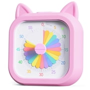 Owliwise Cat Visual Timer for Kids, 60 Minute Silent Countdown Timer, Rainbow Disk Pomodoro Time Management Tool for Classroom, Home Study, Kids Desk, Office and Meetings
