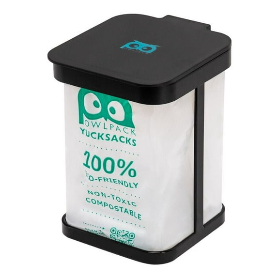 Owlpack Countertop Compostable Yucksacks Bag Starter Kit (0.5 gal Small + Black Yucksack Holder)