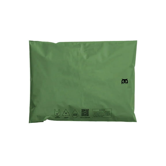 Owlpack Eco Friendly 2 MIL Plain Green Recycled Mailers (12" x 15.5", pack of 100)