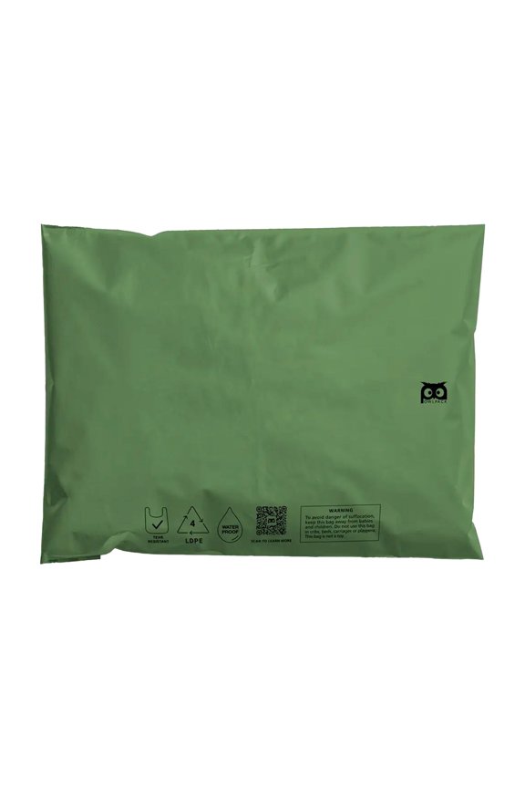 Owlpack Eco Friendly 2 MIL Plain Green Recycled Mailers (9" x 12", pack of 100)