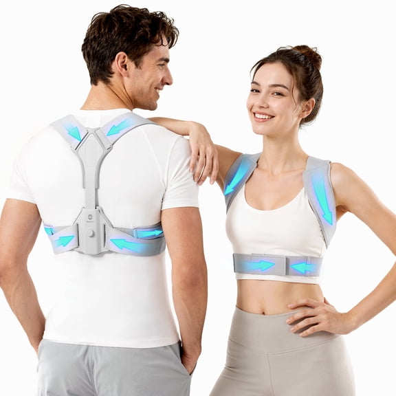 Owlprince Posture Corrector for Men Women, 5-Levels Adjustable Back Brace for Shoulder Spine Pressure Relief, Corrects Hump & Forward Head, Gray