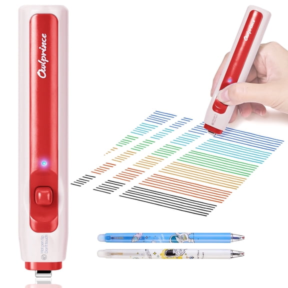 Owlprince Heat Pen Eraser for Erasable Gel Ink Pen, Electric Ink Remover for Heat Erasable Gel & Rollerball Pens, Rechargeable with 2 Pcs Thermal Pens - Pink