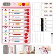 Owlprince Magnetic Chore Chart with Timer, ADHD Cleanning Planner Tools, Bedtime Morning Daily Routine Chart Dry Erase Checklist to Do List, Pink