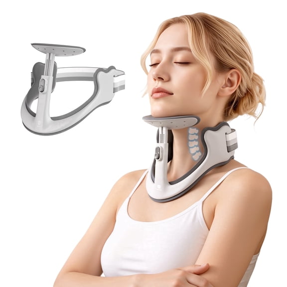 Owlprince Neck Braces for Pain Relief & Neck Support, Cervical Spine Alignment Neck Collar with 28 Levels, Neck Traction Posture Corrector for Men Women, Gray