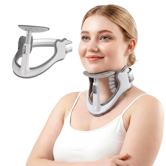 Owlprince Neck Brace for Pain Relief & Neck Support, Cervical Spine Alignment Neck Collar, Tech Neck, Hump, Forward Head Posture Corrector, Gray, XL