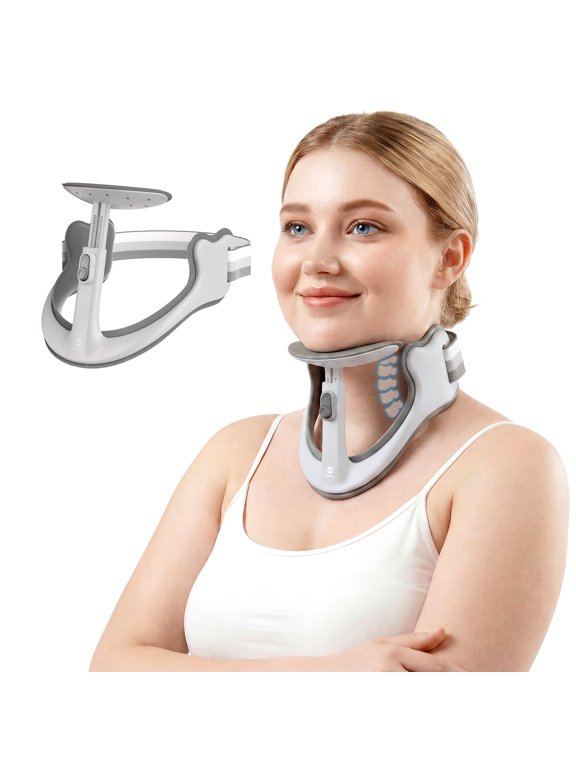 Neck Brace for Pain Relief & Neck Support, Cervical Spine Alignment Neck Collar, Tech Neck, Hump, Forward Head Posture Corrector, Gray, XL