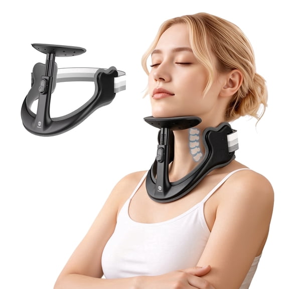 Owlprince Neck Braces for Pain Relief & Neck Support, Cervical Spine Alignment Neck Collar with 28 Levels, Neck Traction Posture Corrector for Men Women,Black