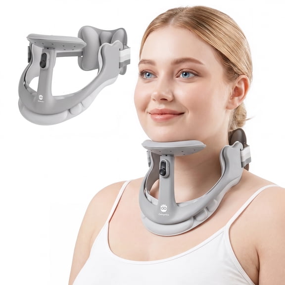 Owlprince Posture Corrector for Neck & Cervical Spine Alignment, 360 Adjustable Neck Brace for Pain Relief & Support, Hump & Forward Head, Gray, XL