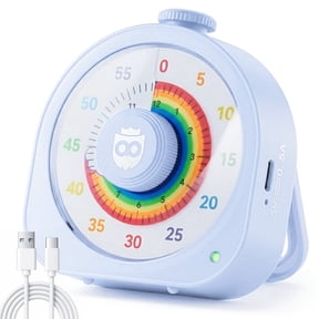 Owlprince 60Min/12H Visual Timer, Rechargeable Countdown Timer with Magnetic Sticker, Pomodoro Timers for Office, Kitchen, Gym, Cooking, ADHD Tools - Blue