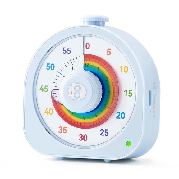 Owlprince Rechargeable Visual Timer, Magnetic Silent Countdown Timer with Pomodoro Mode for Classroom, Kitchen, Cooking, Office, ADHD Timer Alarm Clock - Blue