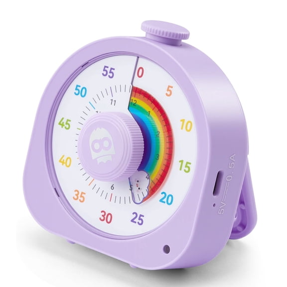 Owlprince 60Min/12H Visual Timer, Rechargeable Countdown Timer with Magnetic for Office Gym Kitchen Cooking, ADHD Tools, Pomodoro Timers - Purple