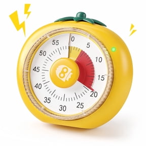 Owlprince Magnetic Visual Timer, 60-Minute Countdown Timer for Adults Students, 4-Color Zone Dial Pomodoro Mode for Kitchen Cooking Classroom, Yellow