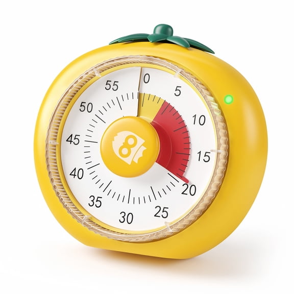 Owlprince Magnetic Visual Timer, 60-Minute Countdown Timer for Adults Students, 4-Color Zone Dial Pomodoro Mode for Kitchen Cooking Classroom, Yellow