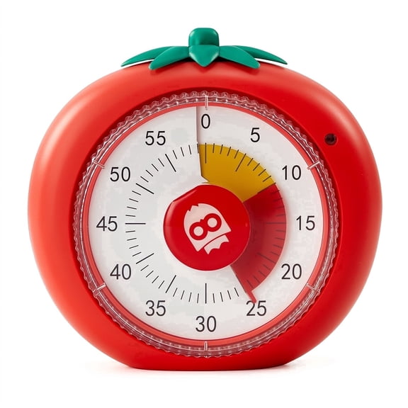 Owlprince Magnetic Visual Timer, 60-Minute Countdown Timer for Adults Students, 4-Color Zone Dial Pomodoro Mode for Kitchen Cooking Gym Classroom, Red