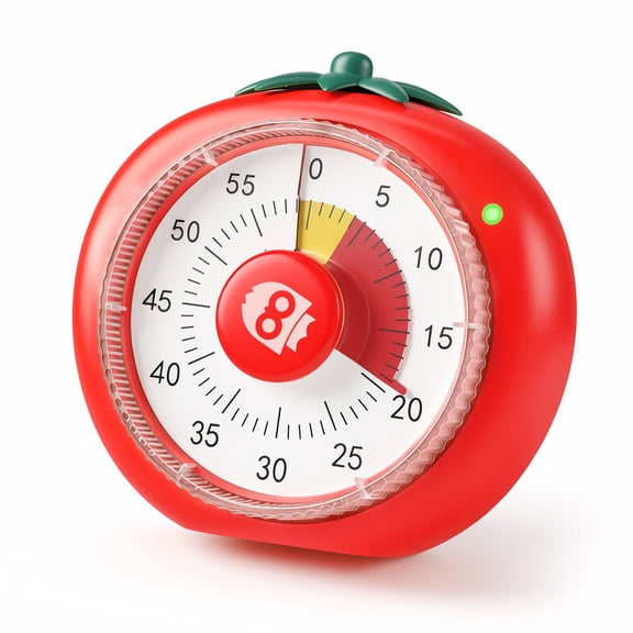 Owlprince Magnetic Visual Timer, 60-Minute Countdown Timer for Adults Students, 4-Color Zone Dial Pomodoro Mode for Kitchen Cooking Gym Classroom, Red