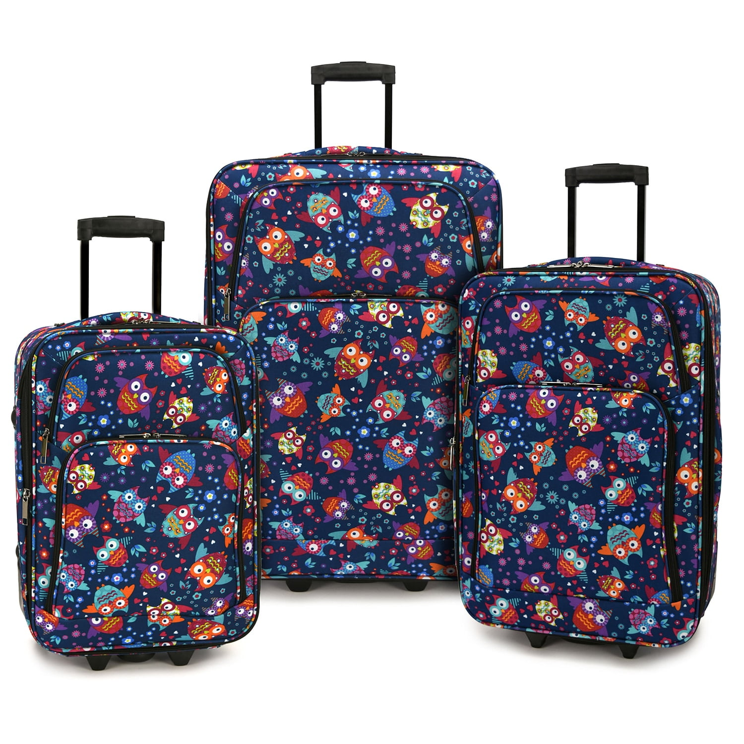 Owls 3-Piece Expandable Rolling Luggage Set - Walmart.com