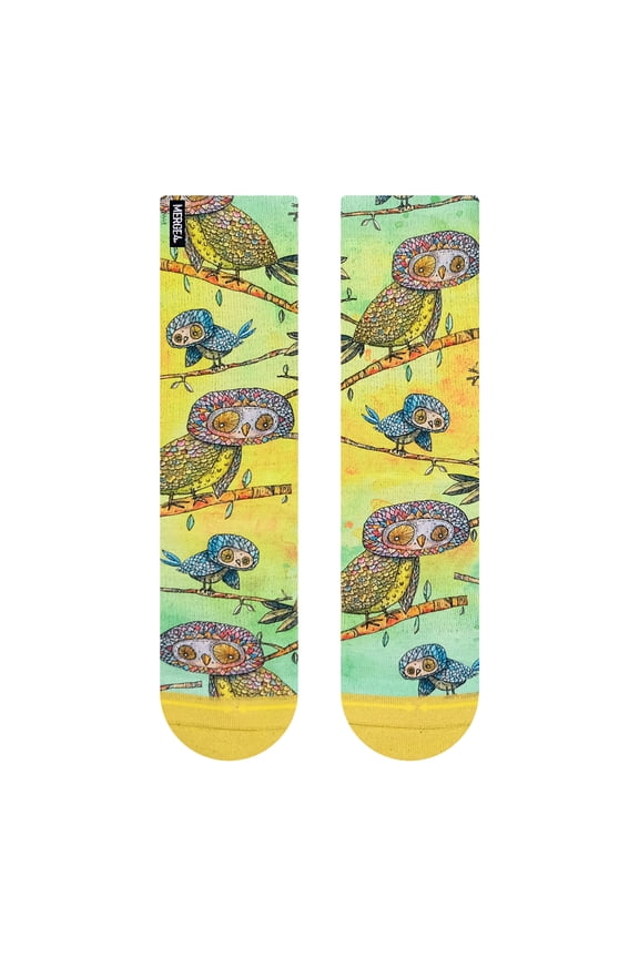 Owls Animal Crew Socks With Art By Bad Otis Link