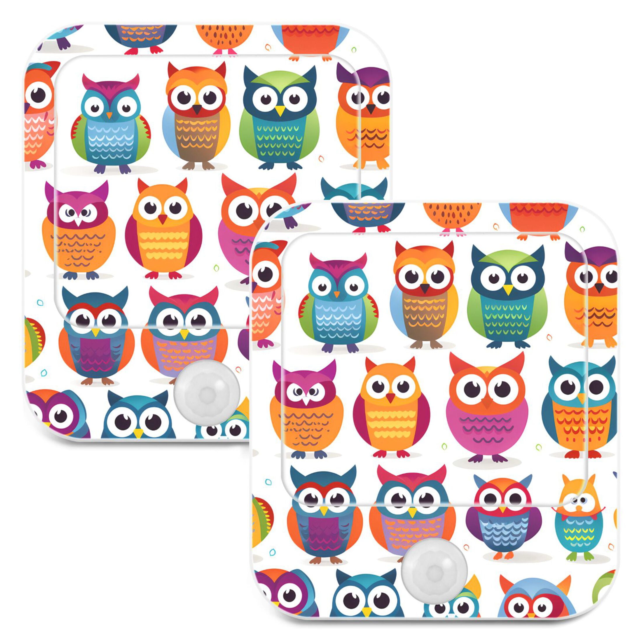 Owls Cartoon Night Lights Plug into Wall LED with Auto Light Sensor Warm Light for Kids Hallway Bedroom Living Room Kitchen Bathroom Set of 2