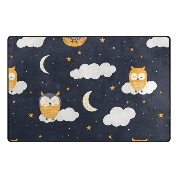 Owls Clouds Pattern Memory Foam Area Rug 31"x20" Non Slip, Absorbent, Fade Proof for Living Room, Bedroom, Office