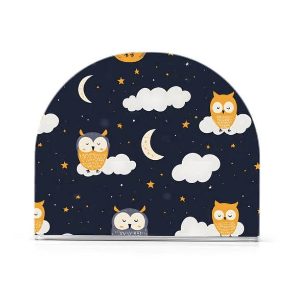 Owls Clouds Pattern Napkin Holder Acrylic Napkin Dispenser Clear Modern Tabletop for Kitchen Counter