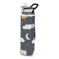 thumbnail image 1 of Owls Clouds Pattern Sport Water Bottle Tritan with Straw 1000ml Portable for Outdoor Daily Use, 1 of 7