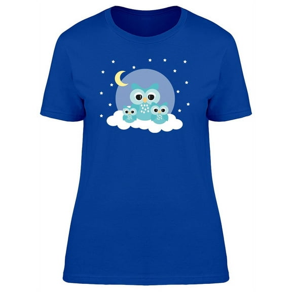 Owls Family In The Sky Night T-Shirt Women -Image by Shutterstock, Female XX-Large