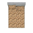 thumbnail image 1 of Owls Fitted Sheet & Pillow Sham Set, Cartoon Style Funny Nocturnal Bird Night Time Animal Soft Earthy Colors, Decorative Printed 3 Piece Bedding Decor, King, Pastel Brown Warm Taupe, by Ambesonne, 1 of 2