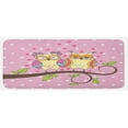 thumbnail image 1 of Owls Kitchen Mat, Owls in Love on Branch Polkadots Leaves Hearts Romance Theme, Plush Decorative Kitchen Mat with Non Slip Backing, 47" X 19", Pale Yellow Apple Green, by Ambesonne, 1 of 1