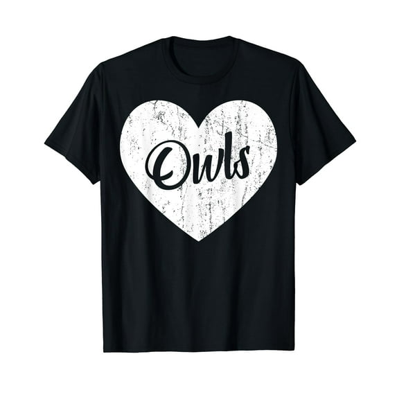Owls School Sports Fan Team Spirit Mascot Heart Gift T-Shirt