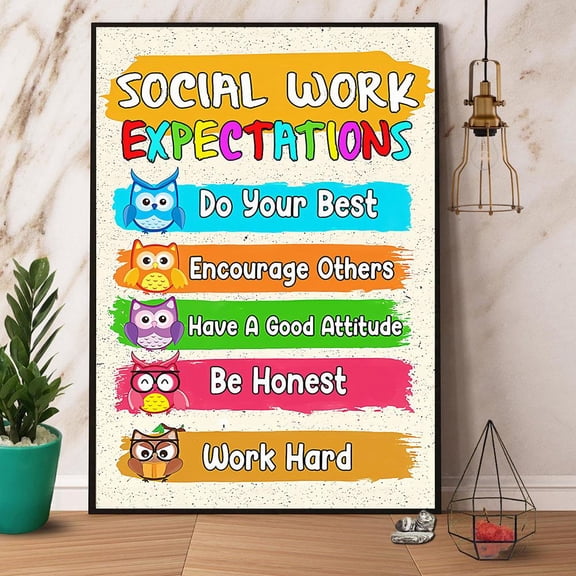 Owls Social Worker Expectations Paper Poster No Frame Matte Wall Art Decor 11 x 17 Inch Poster