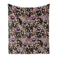 thumbnail image 1 of Owls Soft Flannel Fleece Throw Blanket, Crazy Owls and Tasty Delicious Sweets Cupcakes Ice Cream Candy and Abstract Leaves, Cozy Plush for Indoor and Outdoor Use, 70" x 90", Multicolor, by Ambesonne, 1 of 6