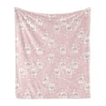 thumbnail image 1 of Owls Soft Flannel Fleece Throw Blanket, Pastel Owls and Little Birds on Floral Backdrop Girlish Pattern Swirls, Cozy Plush for Indoor and Outdoor Use, 50" x 60", Pale Pink White, by Ambesonne, 1 of 6