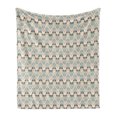thumbnail image 1 of Owls Soft Flannel Fleece Throw Blanket, Pattern with Native an Geometric Ornaments Horizontal Zigzag Lines, Cozy Plush for Indoor and Outdoor Use, 50" x 60", Tan Turquoise Pale Pink, by Ambesonne, 1 of 5