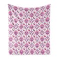thumbnail image 1 of Owls Soft Flannel Fleece Throw Blanket, Sleeping Owls in Diamond Pattern Half-Moon Stars Clouds Night Time Goodnight Art, Cozy Plush for Indoor and Outdoor Use, 60" x 80", Pink Lavender, by Ambesonne, 1 of 5
