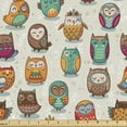 thumbnail image 1 of Ambesonne Owls Fabric by the Yard Upholstery, Cheerful Cartoon Native, 2 Yards, Multicolor, 1 of 4