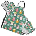 thumbnail image 1 of Owls and Plant 5 Pcs Kitchen Set Heat Resistant Oven Mitts and Non-Slip Pot Holders with Adjustable Cooking Apron, 1 of 6
