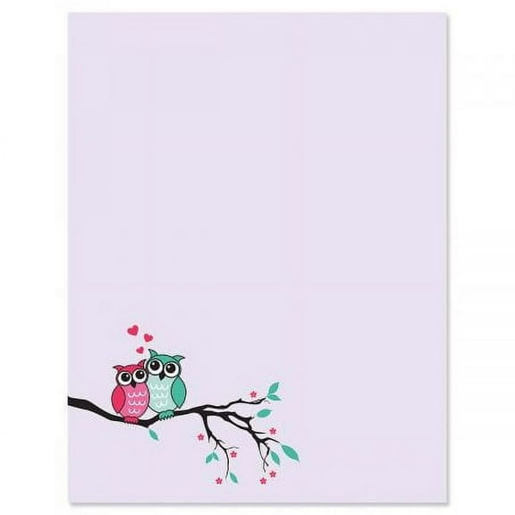 Owls in Love Letter Papers - Set of 25