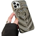 thumbnail image 1 of Owlwon 3D Heart Phone case for Women Girls, Soft TPU Material Thin Protective Csae for iPhone 12 Pro Max-Silver, 1 of 7
