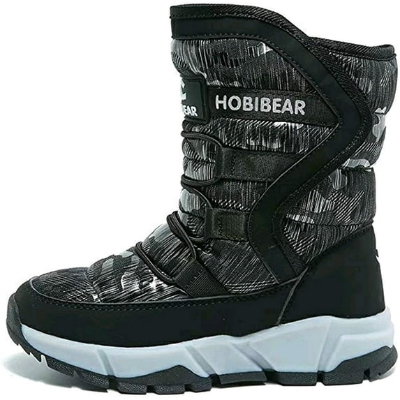 Own Shoe Unisex Kids' Winter Waterproof Snow Boots, Mid Calf, Black, 09lb