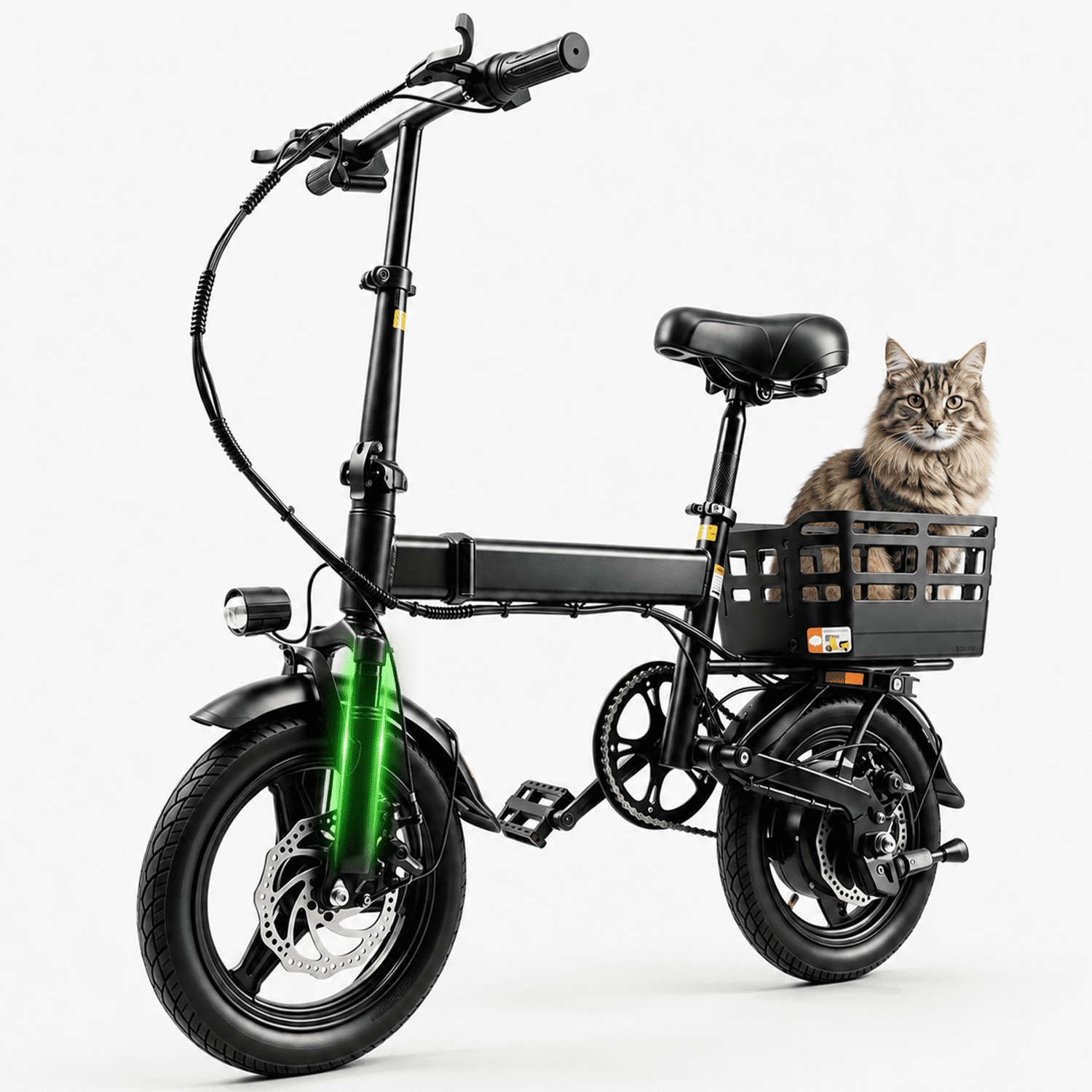 OwnGold 14"Folding Electric Bike for Adults Teens, 500W Peak Motor, 20 mph /20+Miles, Removable Battery, Commuter/Shopping Mini Ebike with Basket, UL 2849