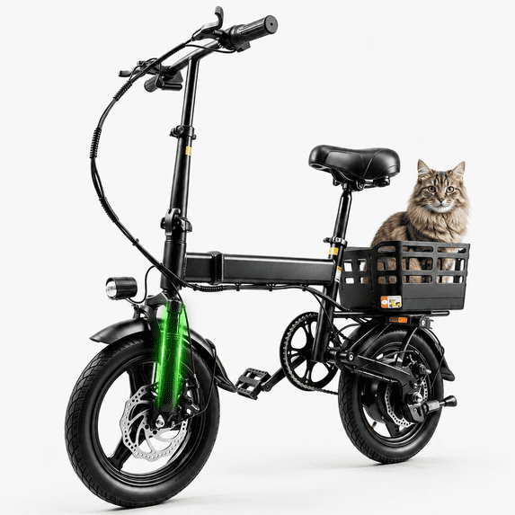OwnGold 14"Folding Electric Bike for Adults Teens, 500W Peak Motor, 20 mph /20+Miles, Removable Battery, Commuter/Shopping Mini Ebike with Basket, UL 2849