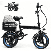 OwnGold 14IN Folding Electric Bike,Electric Bicycles for Adults Teens with Basket,500W Peak Motor Up to 20 mph Range 30 Miles,36V 12Ah Removable Battery,Commute