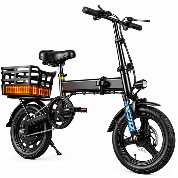 OwnGold 500W Foldable Electric Bike for Adults,432WH Lithium-ion Battery,20MPH 30 Miles,14" Ebike, Electric Mini Bicycle with Basket,UL2849