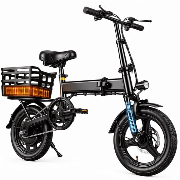 OwnGold 500W Foldable Electric Bike for Adults,432WH Lithium-ion Battery,20MPH 30 Miles,14" Ebike, Electric Mini Bike with Basket,UL2849