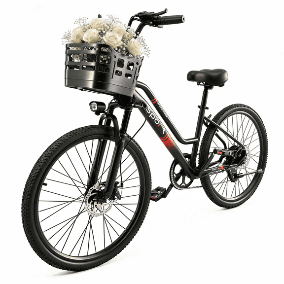 OwnGold Electric Bike with Basket,750W Peak Motor 25MPH 35+ Miles,432Wh Battery,26"Commuter Ebike for Adults,7-Speed,UL2849