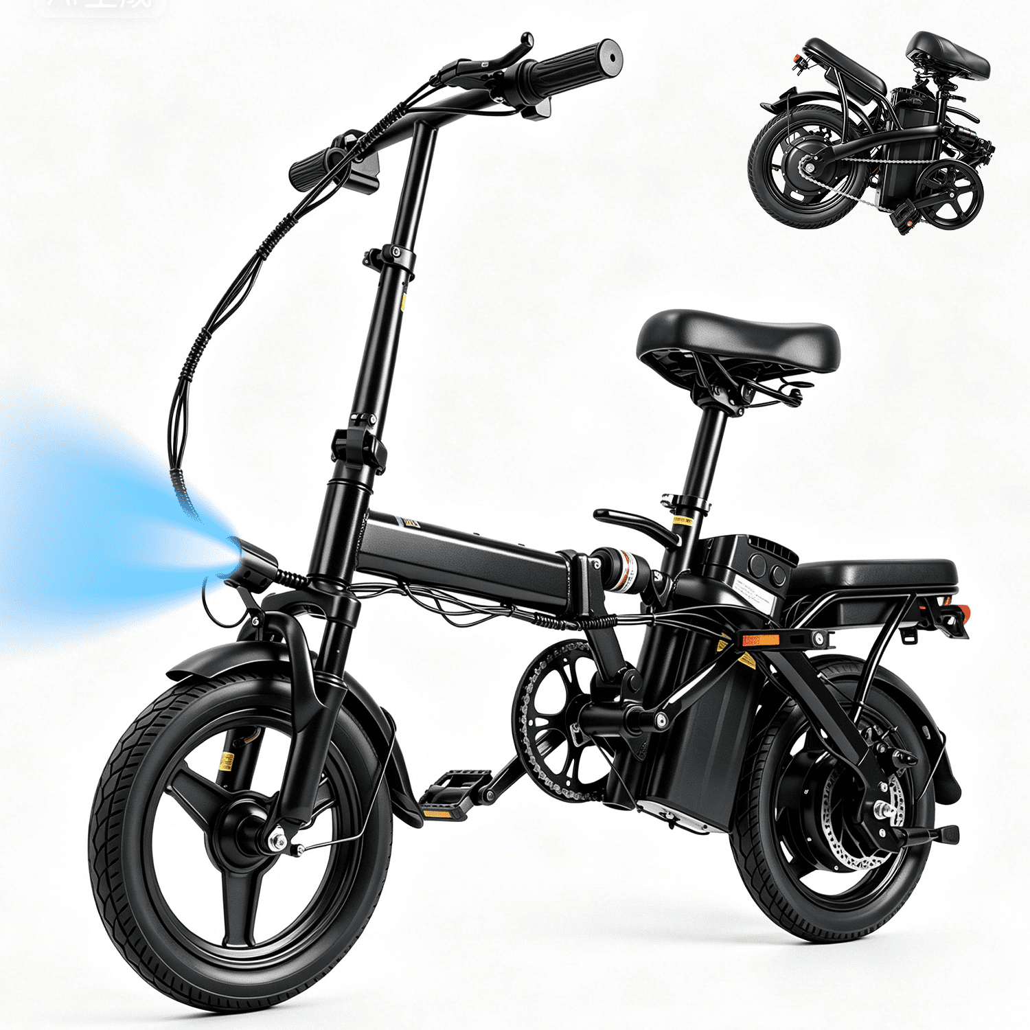 OwnGold Electric Folding Bike for Adults,14" Ebike 500W Peak Motor,20MPH,432Wh Removable Battery,20+ Miles Range for City Commuter,UL2849