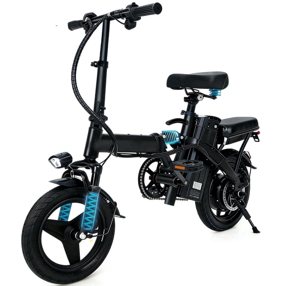 OwnGold Folding Electric Bicycles,500W Peak Motor,30 Miles 20MPH,Removable Battery,14" Mini Ebike,City Commuter E-Bike,UL2849